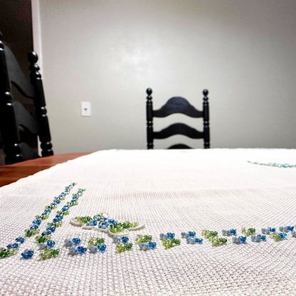 Istanbul Charm Handmade Linen Tablecloth – Elegant Floral Embroidery