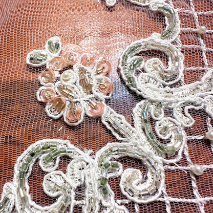 Petal Lace Doily – Handmade Beaded Lace Decor (15.7x12.6 Inches)