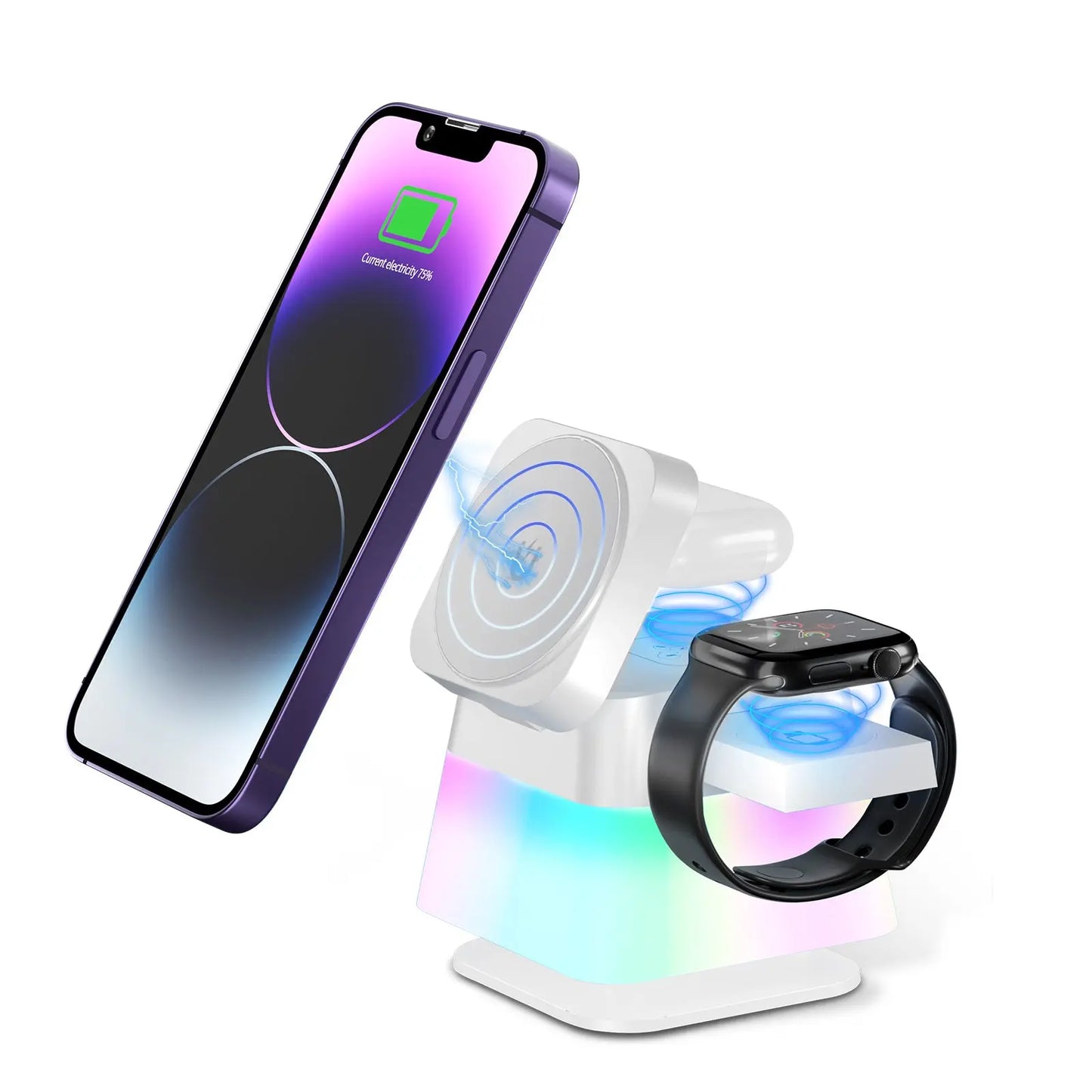 4-in-1 Wireless Charger Stand - Rotatable with Colorful Lighting DeriveMALL