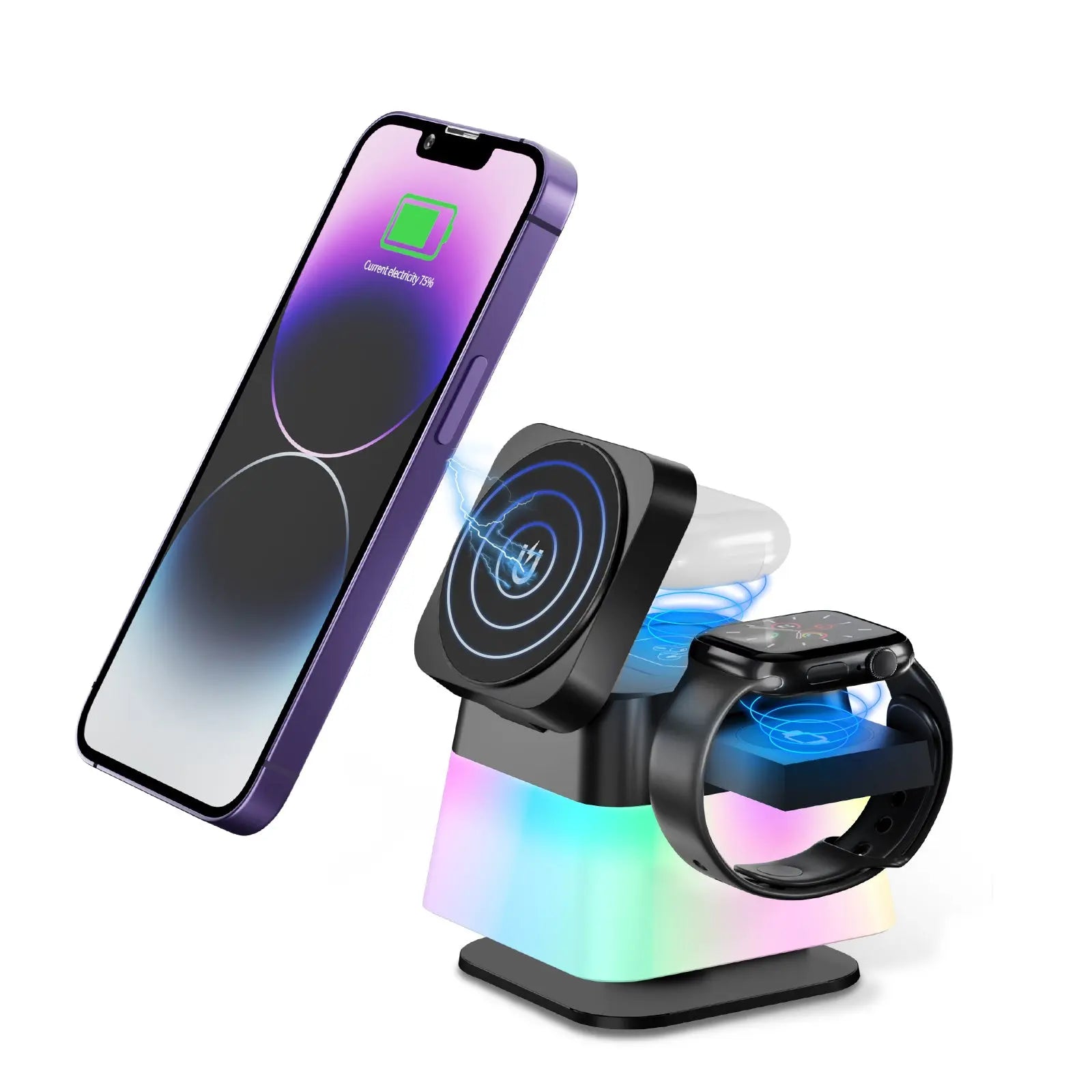 4-in-1 Wireless Charger Stand - Rotatable with Colorful Lighting DeriveMALL