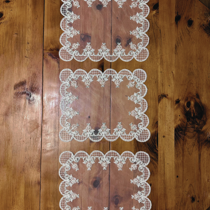 Petal Lace Doily – Handmade Beaded Lace Decor (15.7x12.6 Inches)