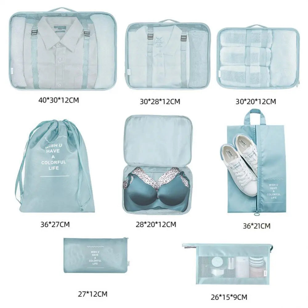 8-piece Set Luggage Divider Bag Travel Storage Clothes Underwear Shoes Organizer Packing Cube Bag DeriveMALL