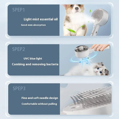 Animal Hair Remover Brush Dog And Cat Steam Brush Pet Self Cleaning Dog Brush Grooming Removes Cat Hairs Cat Dog Accessories Pet Products BASEUS