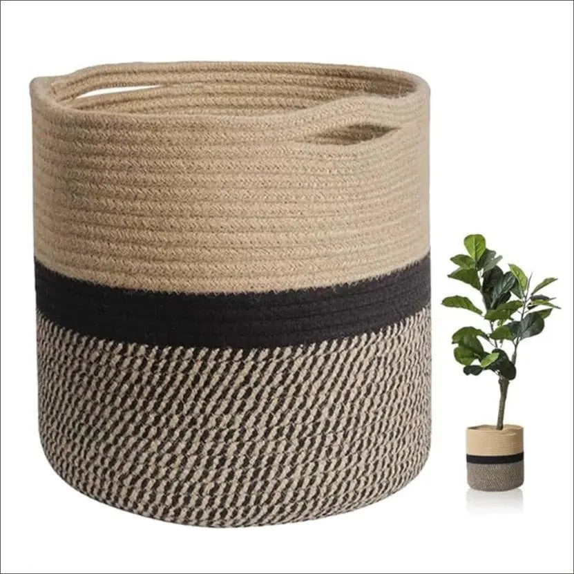 Cotton Rope Storage Basket Hamper - Large Wicker Laundry Hamper | Versatile Storage Solution DeriveMALL