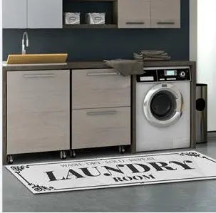 Durable Laundry Room Rug Runner - Light Grey, Non-Slip, Waterproof & Washable | DeriveMALL DeriveMALL