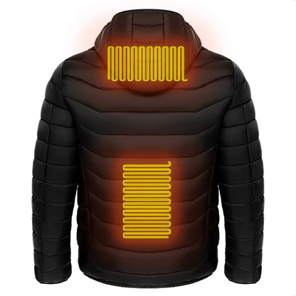 Men Heated Puffer Jacket Electric Heating Coat Insulated Hood Windbreaker 9Heat Zones DeriveMALL