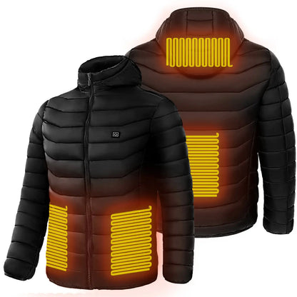 Men Heated Puffer Jacket Electric Heating Coat Insulated Hood Windbreaker 9Heat Zones DeriveMALL