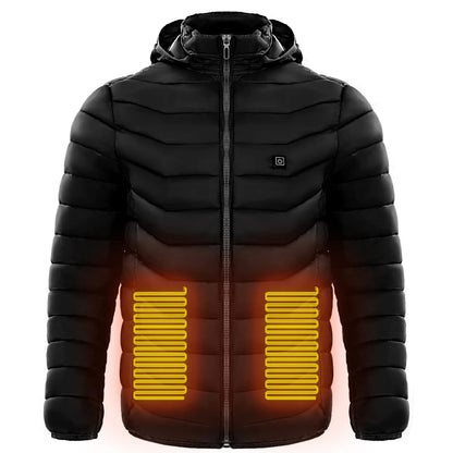 Men Heated Puffer Jacket Electric Heating Coat Insulated Hood Windbreaker 9Heat Zones DeriveMALL