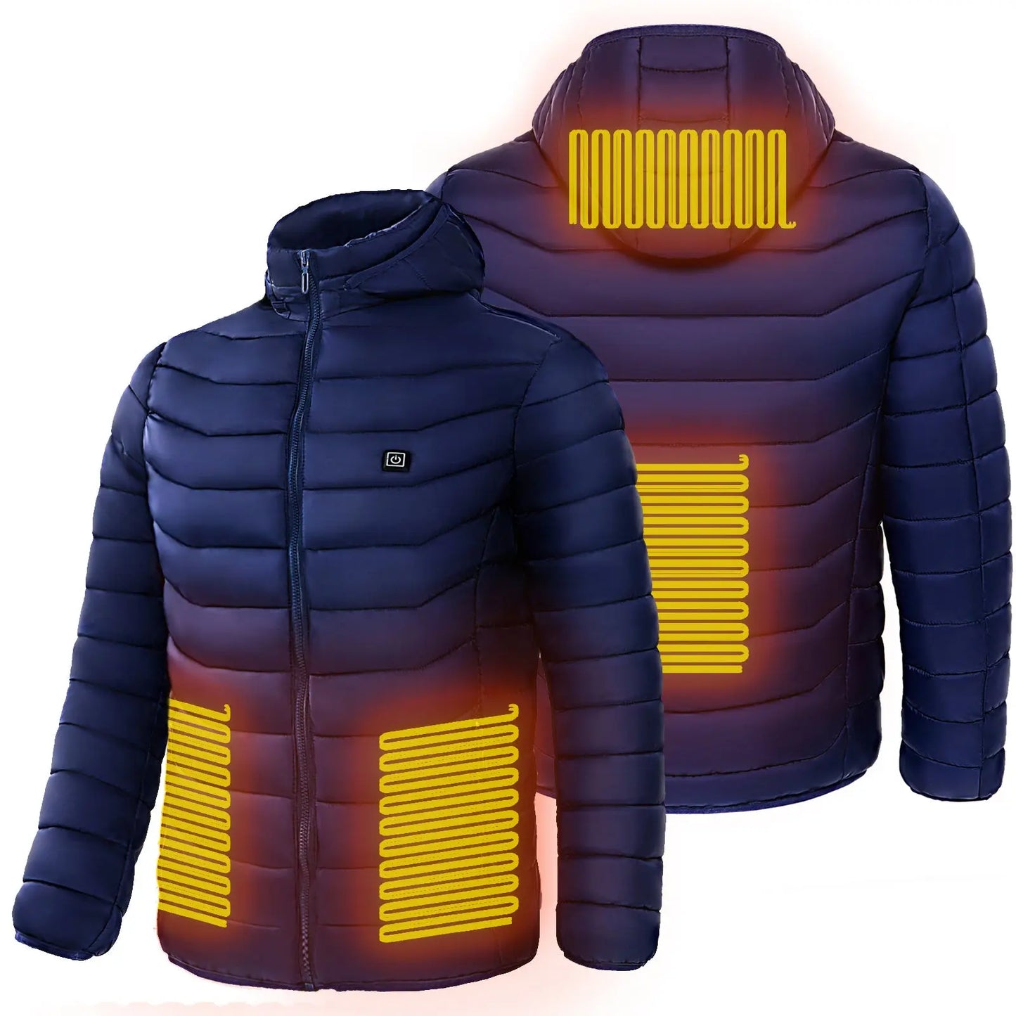 Men Heated Puffer Jacket Electric Heating Coat Insulated Hood Windbreaker 9Heat Zones DeriveMALL