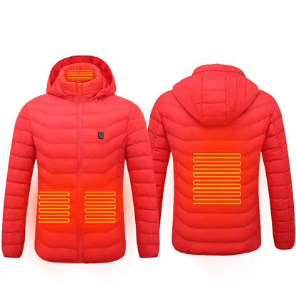 Men Heated Puffer Jacket Electric Heating Coat Insulated Hood Windbreaker 9Heat Zones DeriveMALL