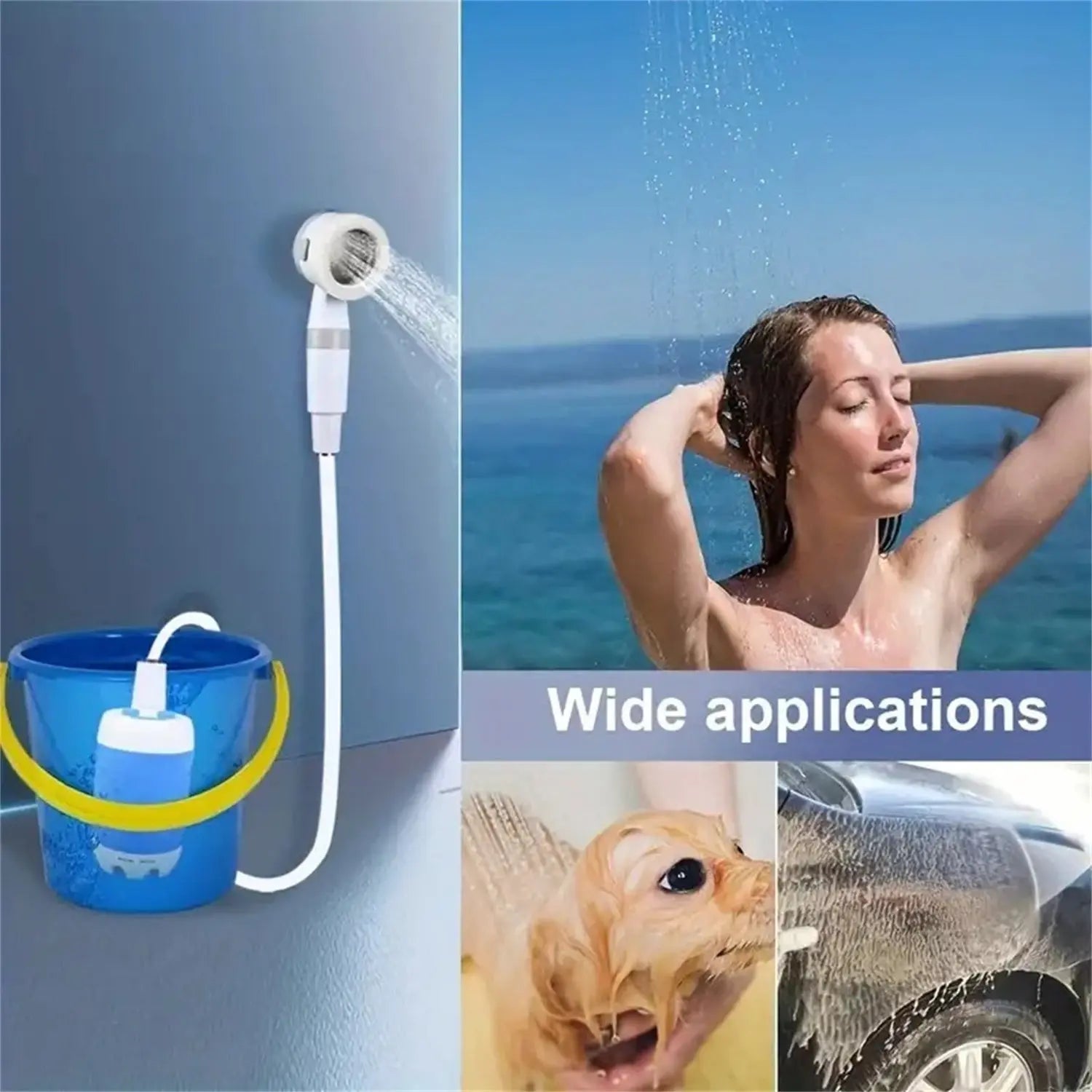 Outdoor Camping Shower Portable Electric Shower Gadgets Waterproof 5000mAh Rechargeable Battery Powered For Hiking Traveling BASEUS