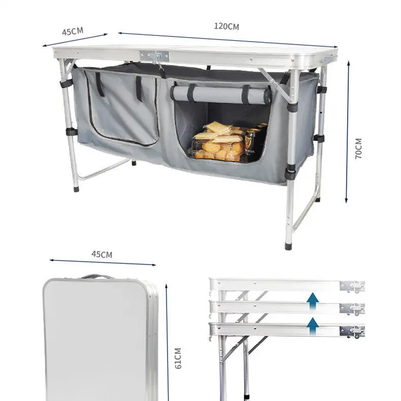 Popular Camping Folding Table With Cloth Cabinet DeriveMALL