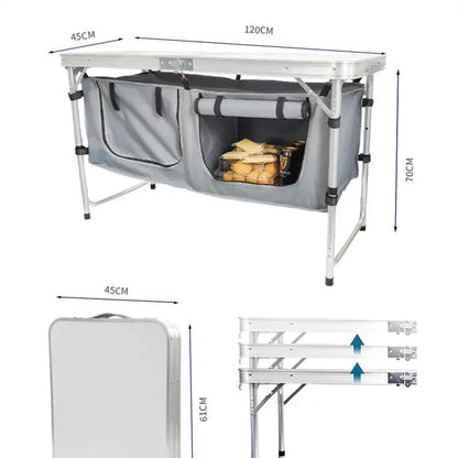 Popular Camping Folding Table With Cloth Cabinet DeriveMALL