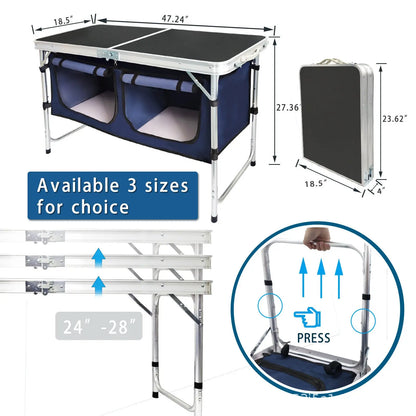 Popular Camping Folding Table With Cloth Cabinet DeriveMALL