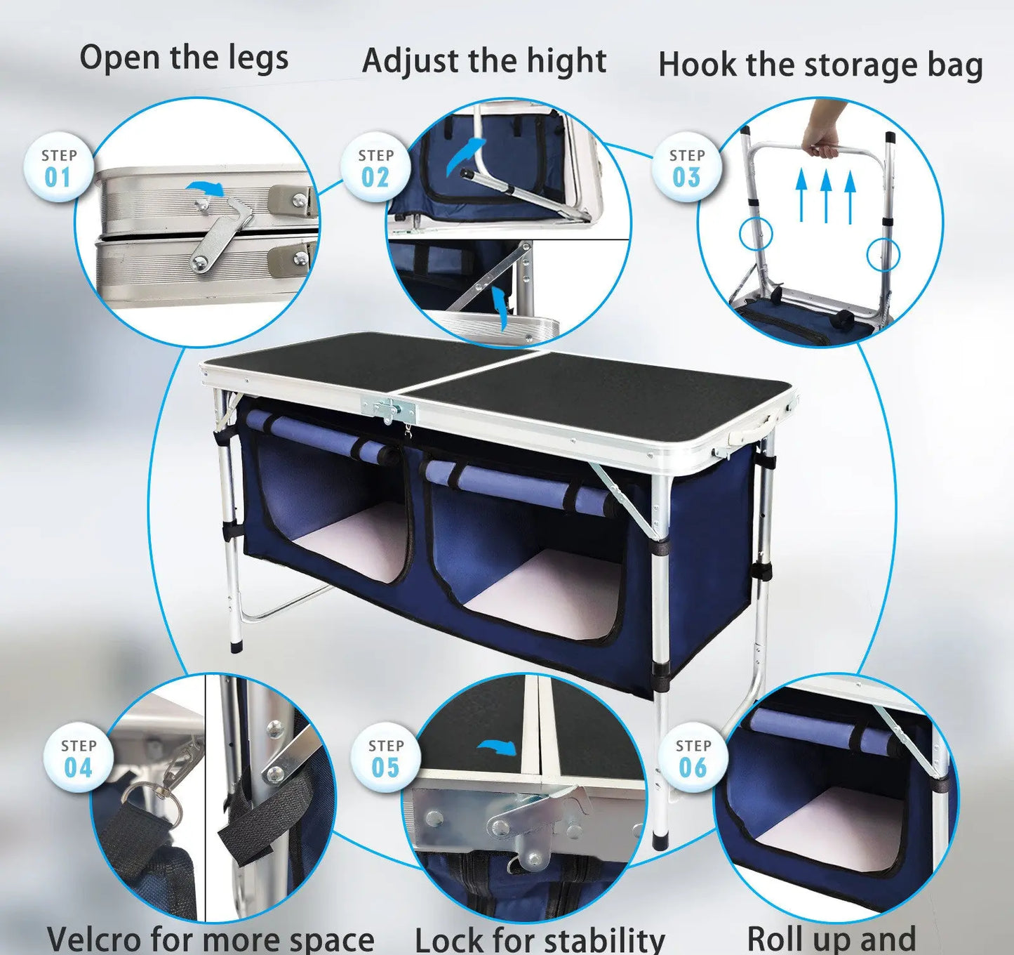 Popular Camping Folding Table With Cloth Cabinet DeriveMALL