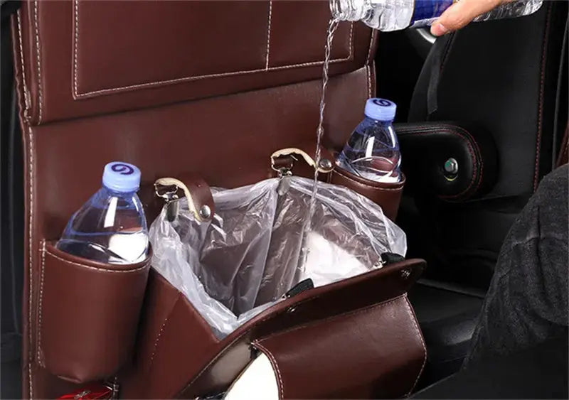 Premium Leather Car Storage Bag | Multifunction Seat Back Tray & Waterproof Car Organizer DeriveMALL