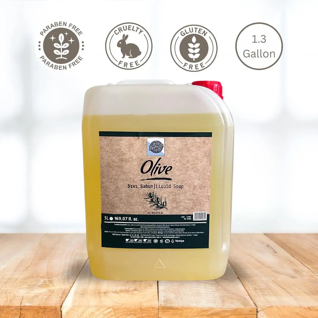 Roomsium Olive Liquid Soap – 1.3 Gallon (5L) | Paraben-Free, Gentle, and Nourishing Roomsium