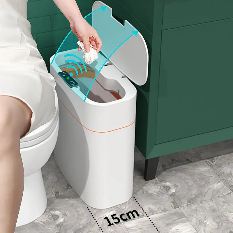 Smart Trash Can With Lid For Bedroom And Living Room Kitchen Storage Box Trash Can Induction Small Car Box Automatic Smart Dustbin Smart Trash Bin DeriveMALL