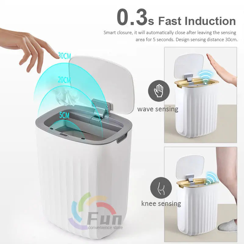 Smart Trash Can With Lid For Bedroom And Living Room Kitchen Storage Box Trash Can Induction Small Car Box Automatic Smart Dustbin Smart Trash Bin DeriveMALL