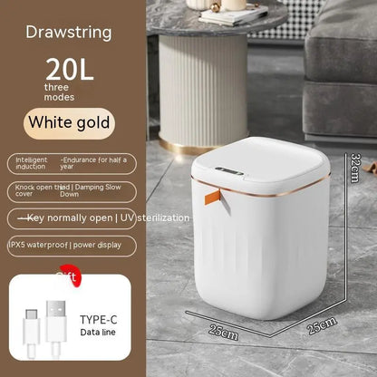 Smart Trash Can With Lid For Bedroom And Living Room Kitchen Storage Box Trash Can Induction Small Car Box Automatic Smart Dustbin Smart Trash Bin DeriveMALL