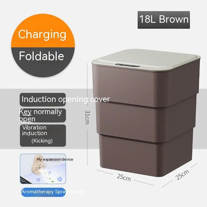 Smart Trash Can With Lid For Bedroom And Living Room Kitchen Storage Box Trash Can Induction Small Car Box Automatic Smart Dustbin Smart Trash Bin DeriveMALL