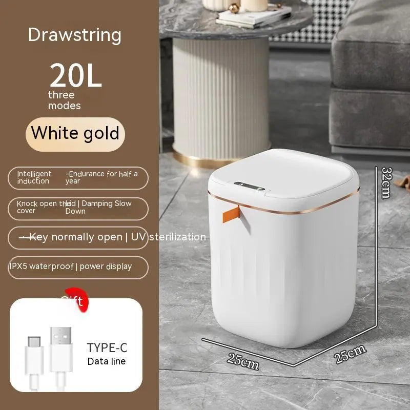 Smart Trash Can With Lid For Bedroom And Living Room Kitchen Storage Box Trash Can Induction Small Car Box Automatic Smart Dustbin Smart Trash Bin DeriveMALL