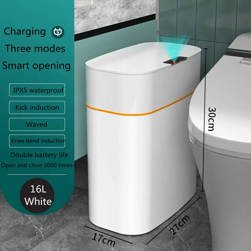 Smart Trash Can With Lid For Bedroom And Living Room Kitchen Storage Box Trash Can Induction Small Car Box Automatic Smart Dustbin Smart Trash Bin DeriveMALL