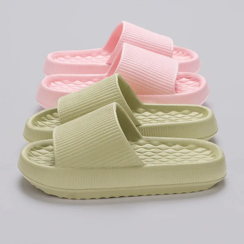 Summer EVA Slippers Solid Color Rhombus Stripe Anti-slip Slippers New Women's Home Shoes DeriveMALL