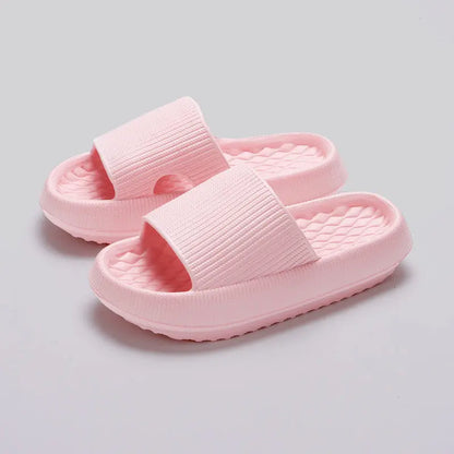 Summer EVA Slippers Solid Color Rhombus Stripe Anti-slip Slippers New Women's Home Shoes DeriveMALL