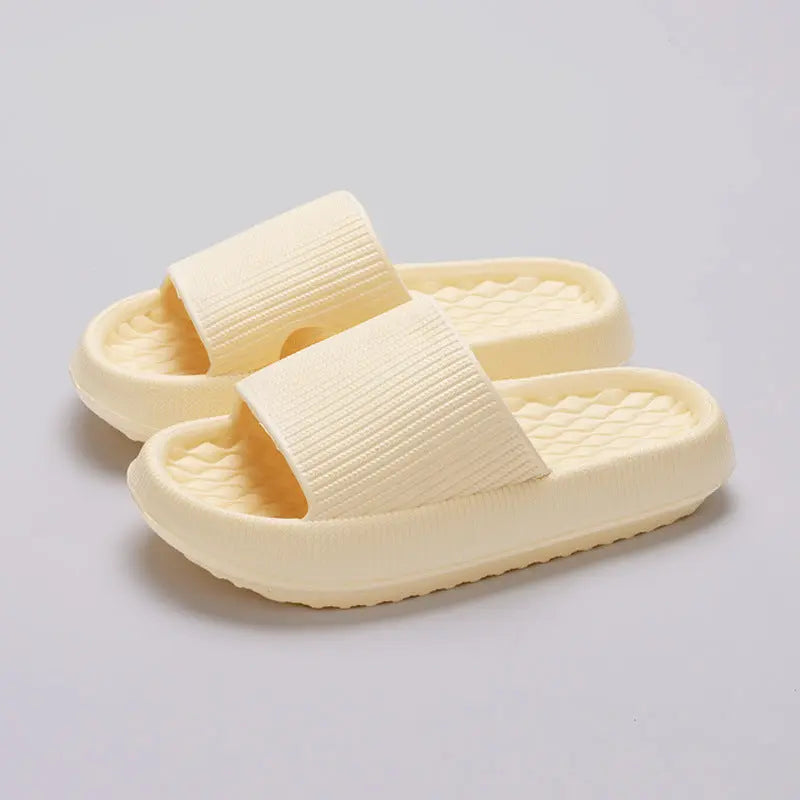 Summer EVA Slippers Solid Color Rhombus Stripe Anti-slip Slippers New Women's Home Shoes DeriveMALL