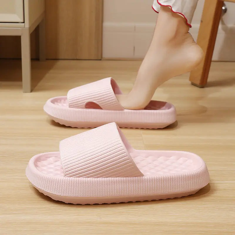 Summer EVA Slippers Solid Color Rhombus Stripe Anti-slip Slippers New Women's Home Shoes DeriveMALL