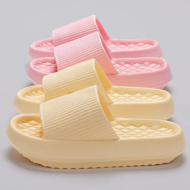 Summer EVA Slippers Solid Color Rhombus Stripe Anti-slip Slippers New Women's Home Shoes DeriveMALL