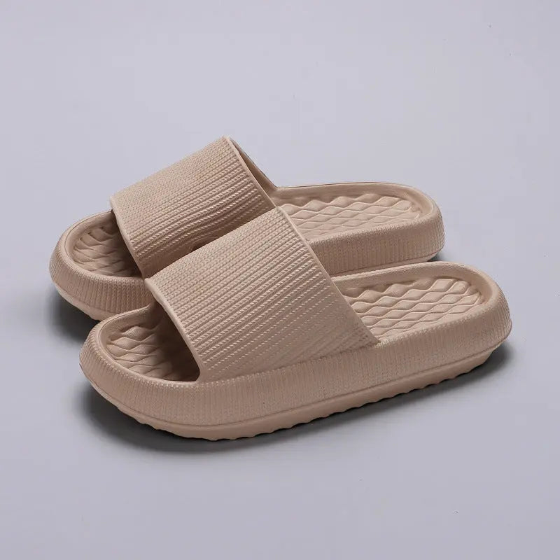 Summer EVA Slippers Solid Color Rhombus Stripe Anti-slip Slippers New Women's Home Shoes DeriveMALL